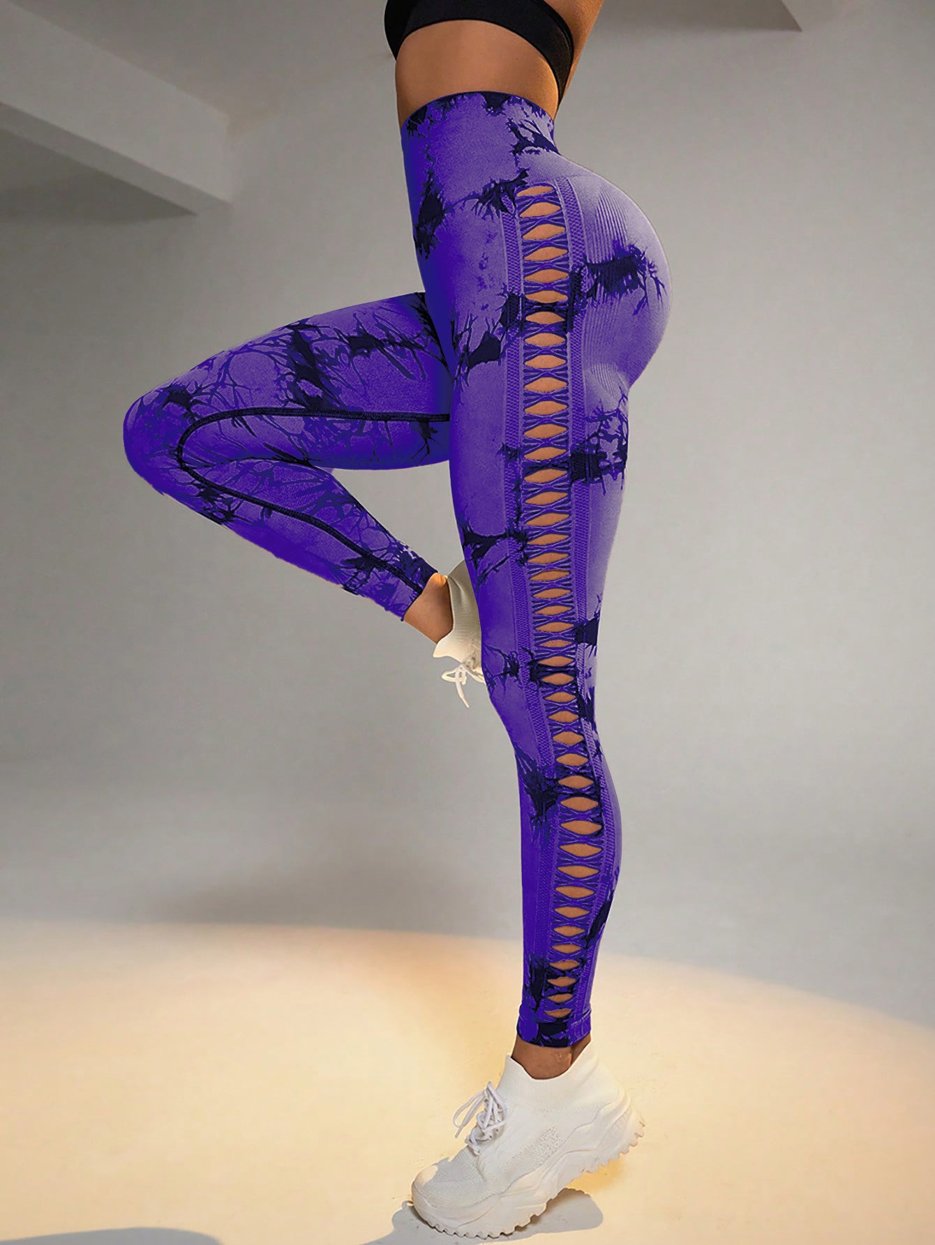 Side Cut Out Tie Dyed Yoga Pants