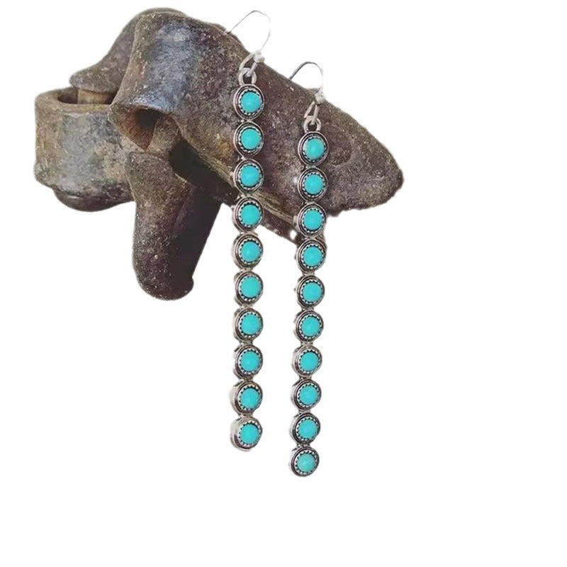 Retro Long Turquoise Earrings