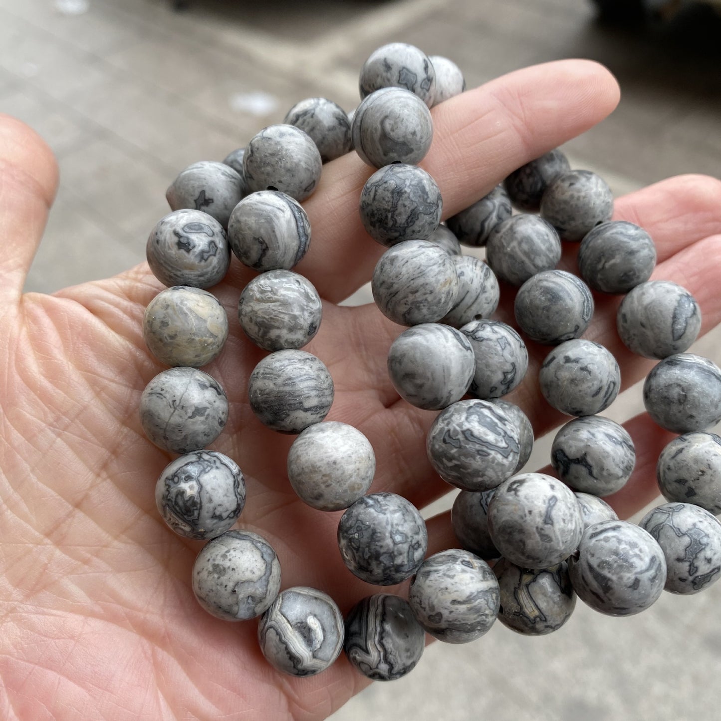 Natural Stone Gray Bracelet Single