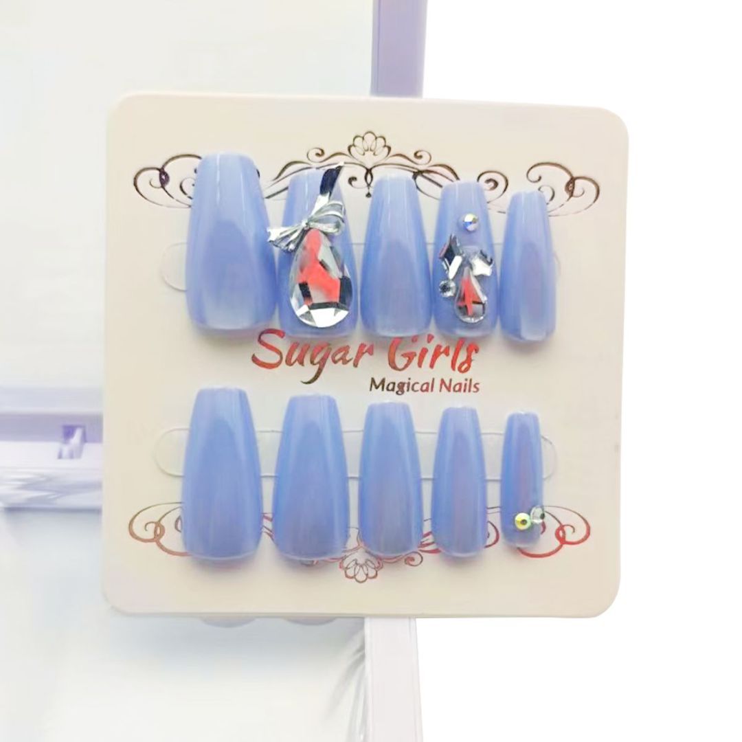Large Diamond Nails -Blue