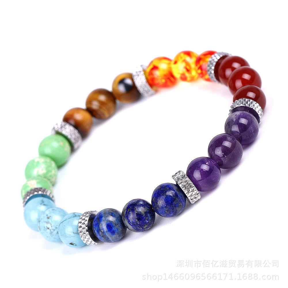 Reiki Ancient Silver Natural Stone Yoga Bracelet