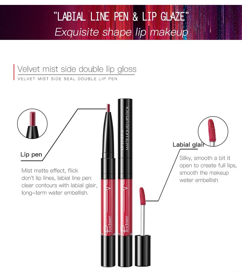 Matte 2 in 1  Lip Gloss Lip Liner