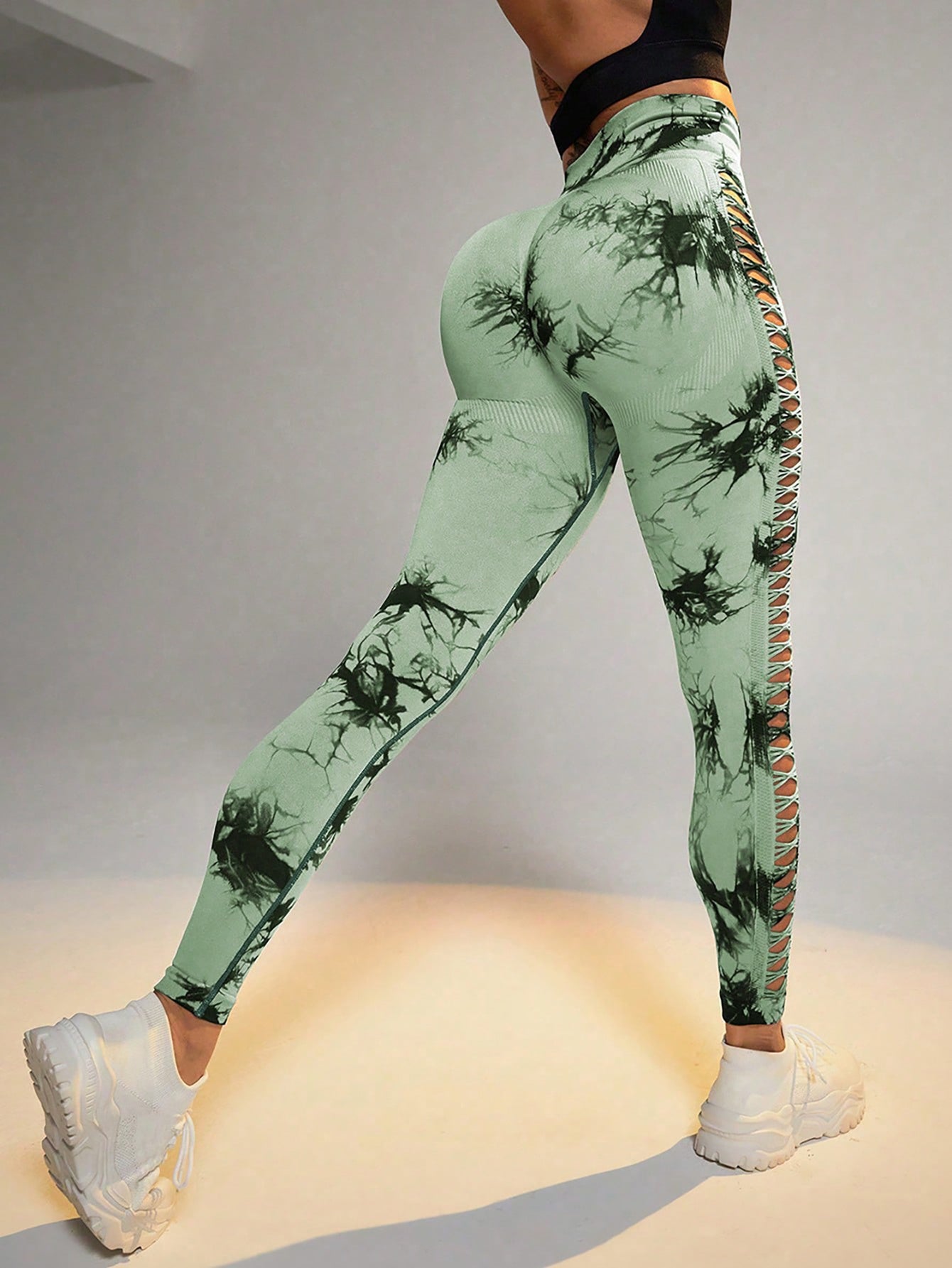 3 Pack Tie-Dye Cutout Yoga Pants