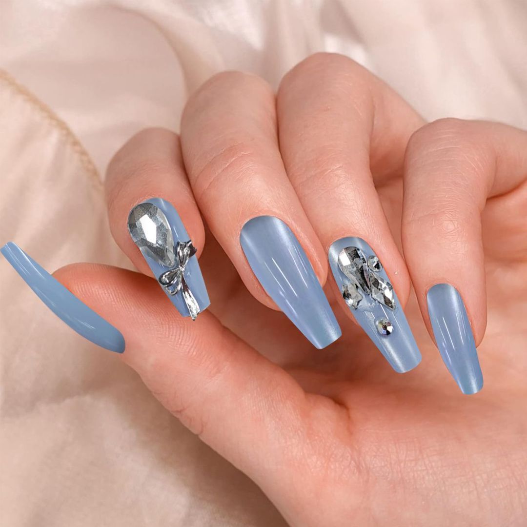 Large Diamond Nails -Blue