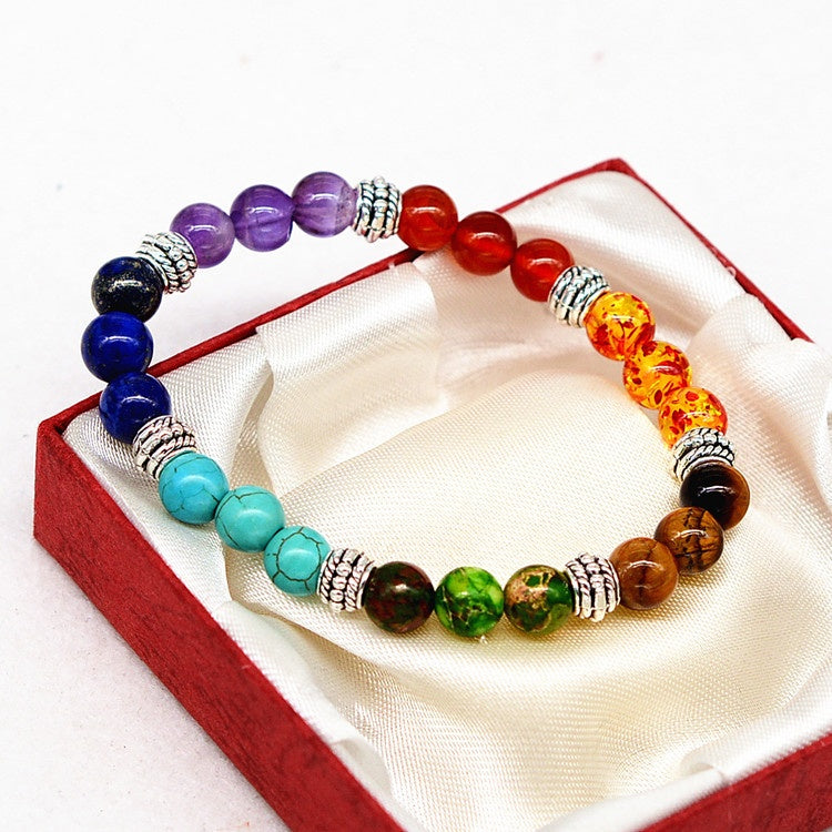 Reiki Ancient Silver Natural Stone Yoga Bracelet