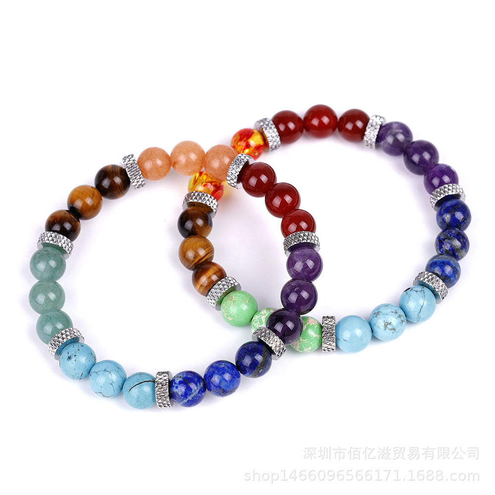 Reiki Ancient Silver Natural Stone Yoga Bracelet