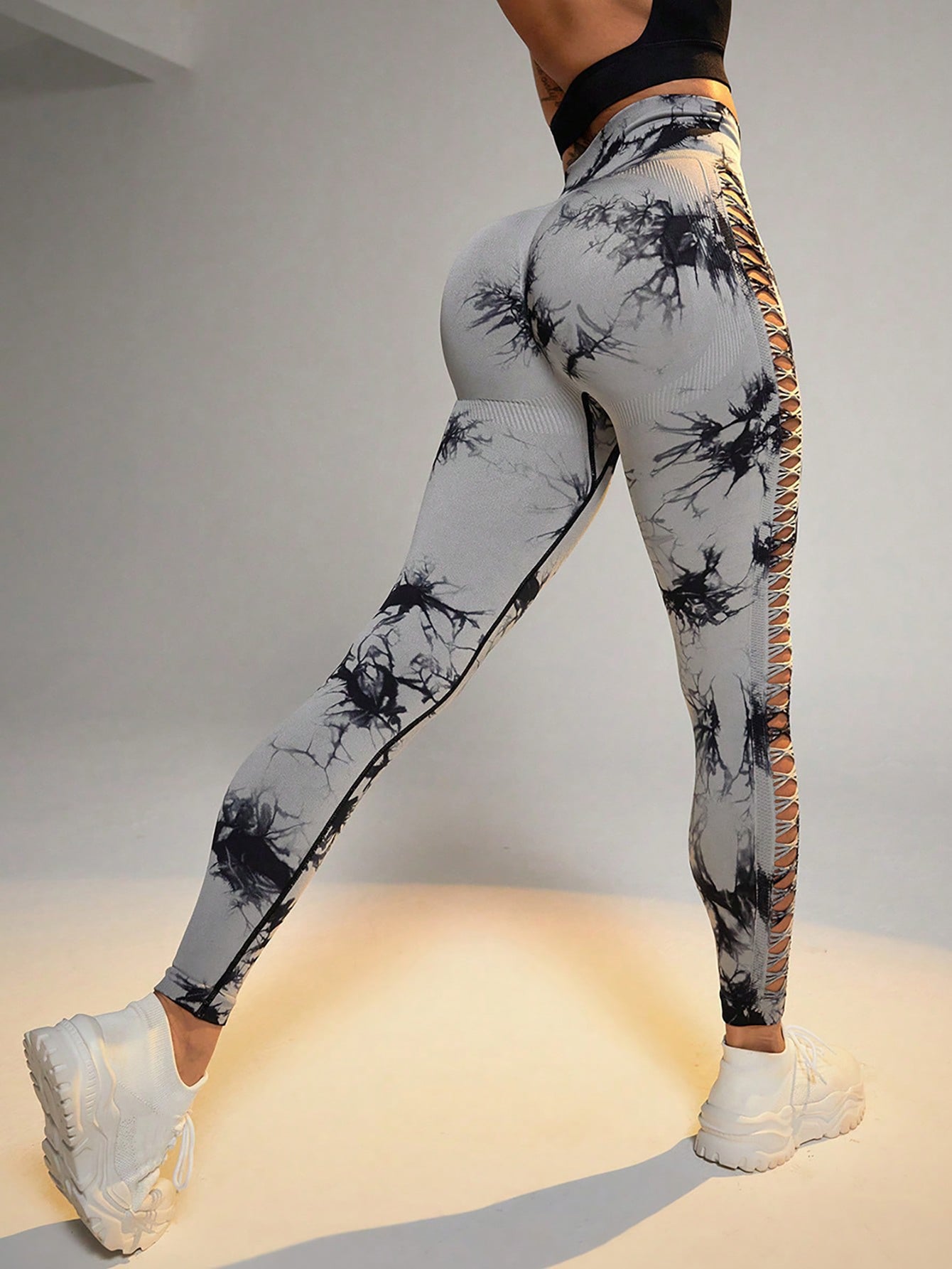 3 Pack Tie-Dye Cutout Yoga Pants