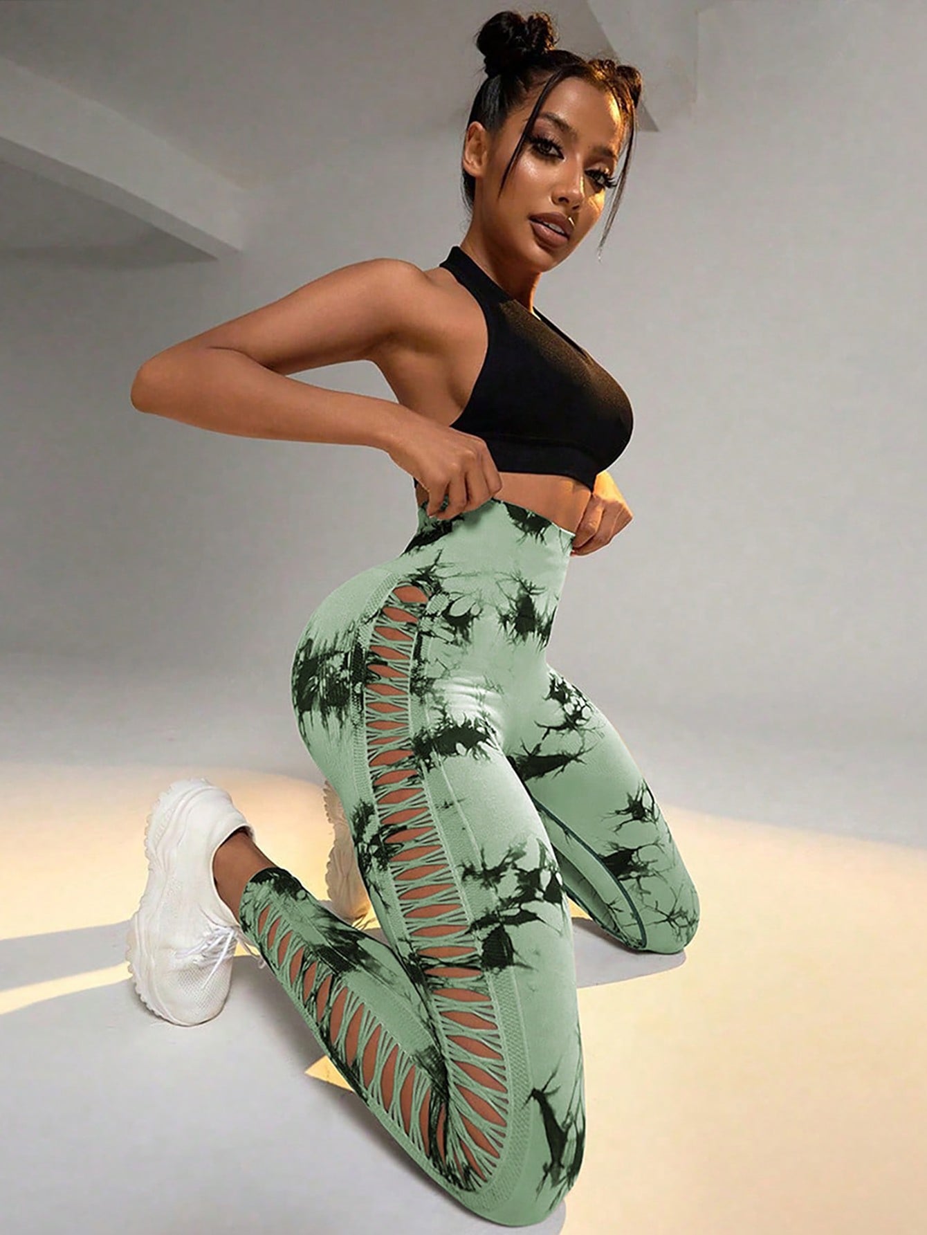 3 Pack Tie-Dye Cutout Yoga Pants