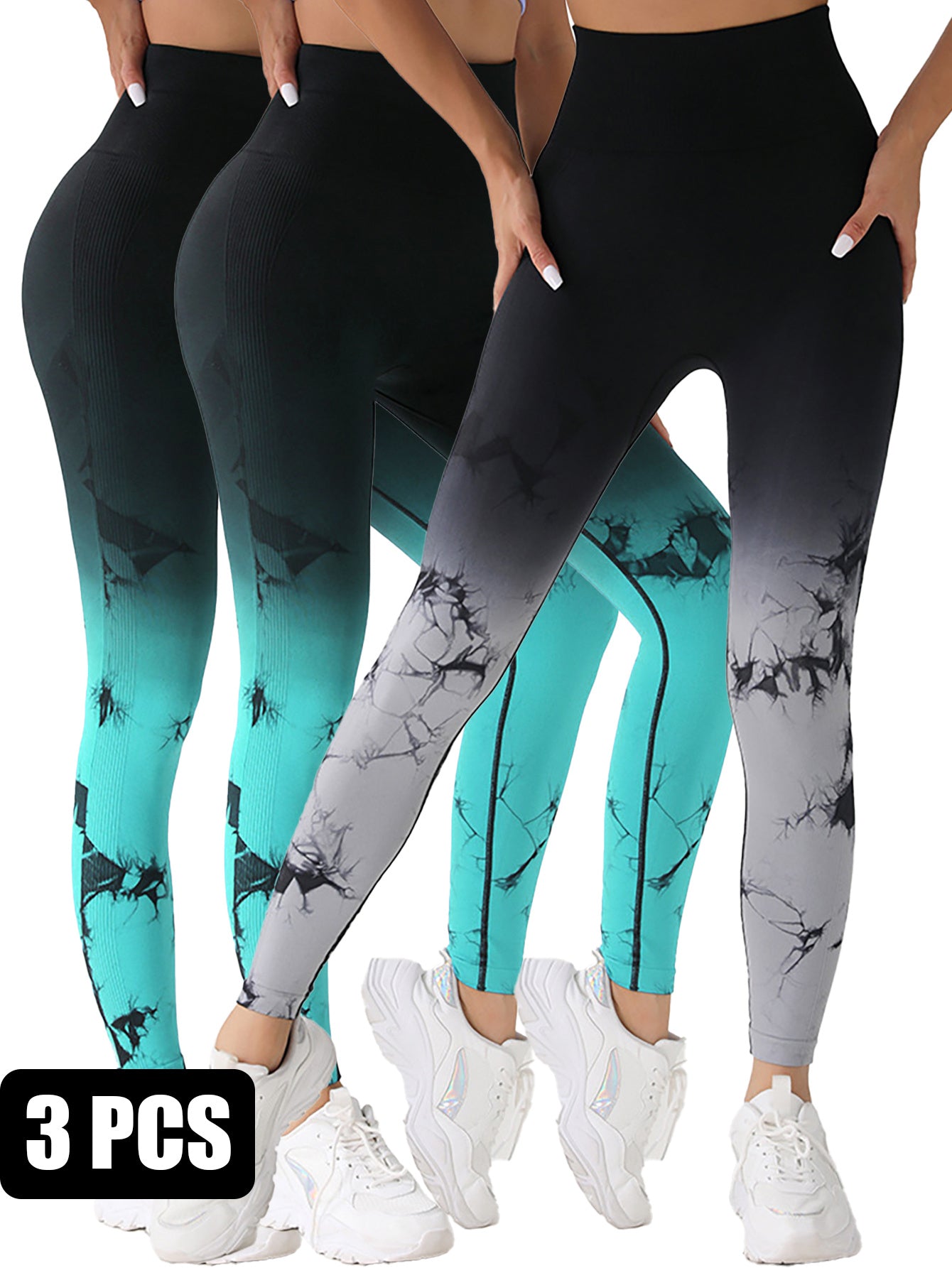 3 Pack Women's Tie Dye Yoga Pants