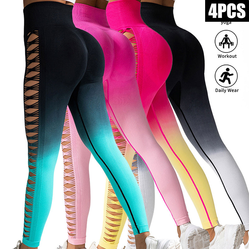4 Pack Cut Out  High-waist Yoga Pants