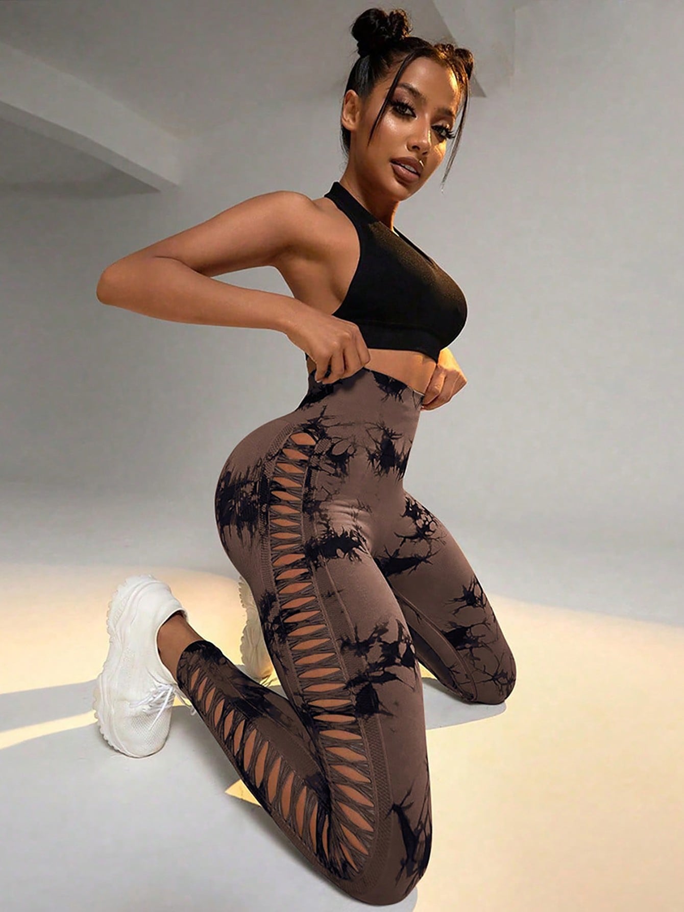 3 Pack Tie-Dye Cutout Yoga Pants