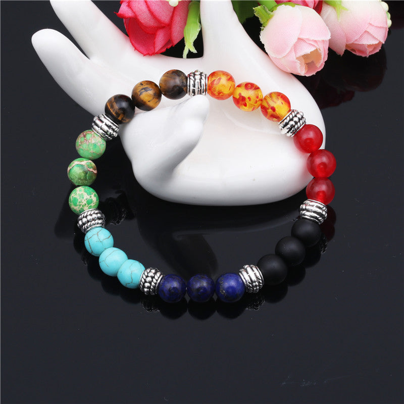 Reiki Ancient Silver Natural Stone Yoga Bracelet